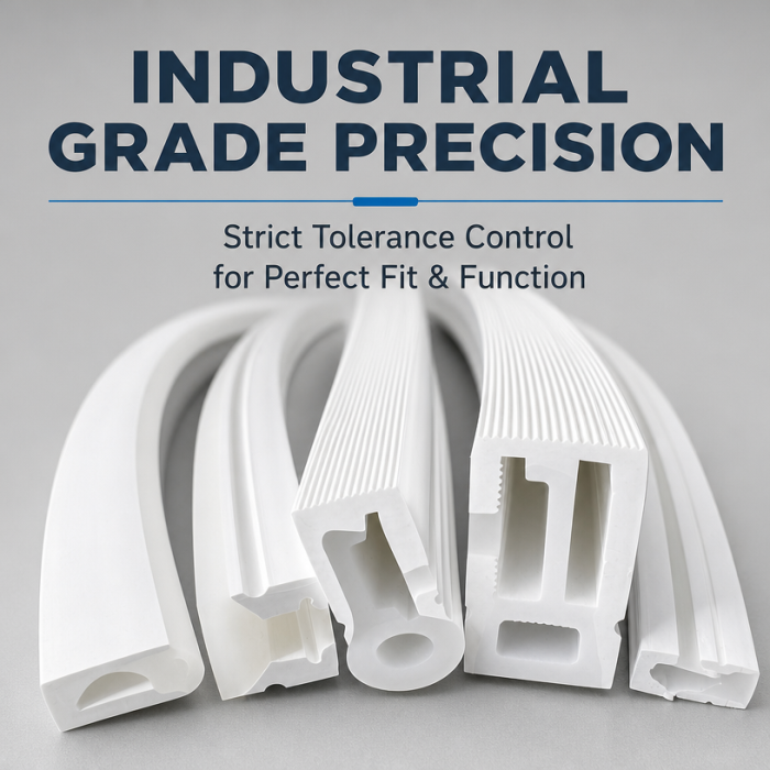 White flexible silicone extruded profiles / silicone tubing / flexible silicone strips