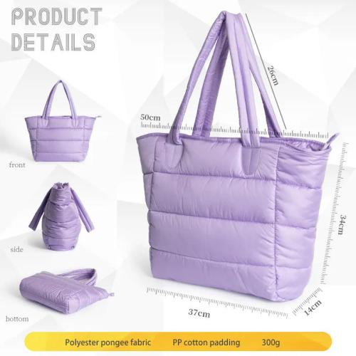 Custom large puffer bag quilted cotton padded women puffy Shoulder Bag winter soft puffer tote bag