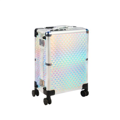 Personalized broken-resistant Cosmetic Luggage with hidden foot stand/ Makeup storage case with removable compartments for baber