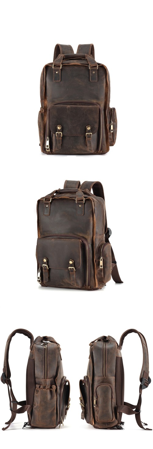 Custom advanced removable inline SLR Camera Bag Backpack Vintage leather outdoor camera bag