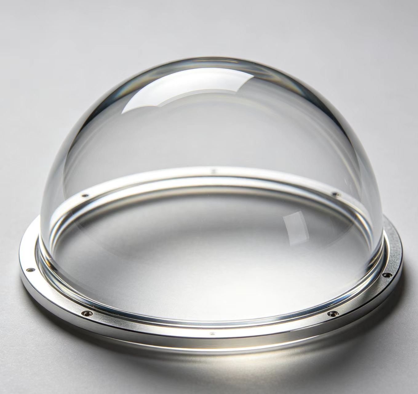 Flanged integrated sapphire optical dome for industrial underwater surveillance camera
