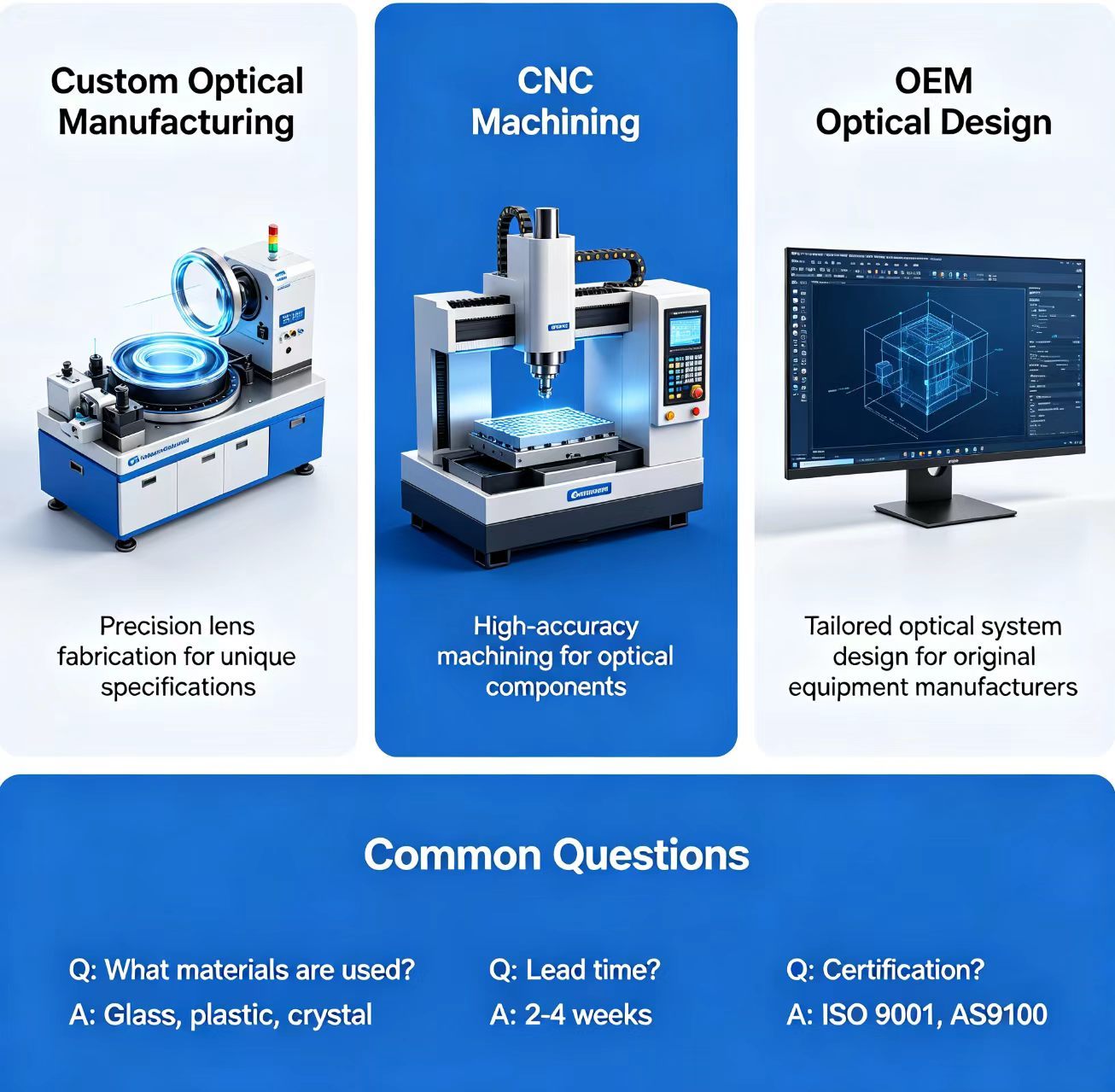 Do you support custom optical design and CNC machining?