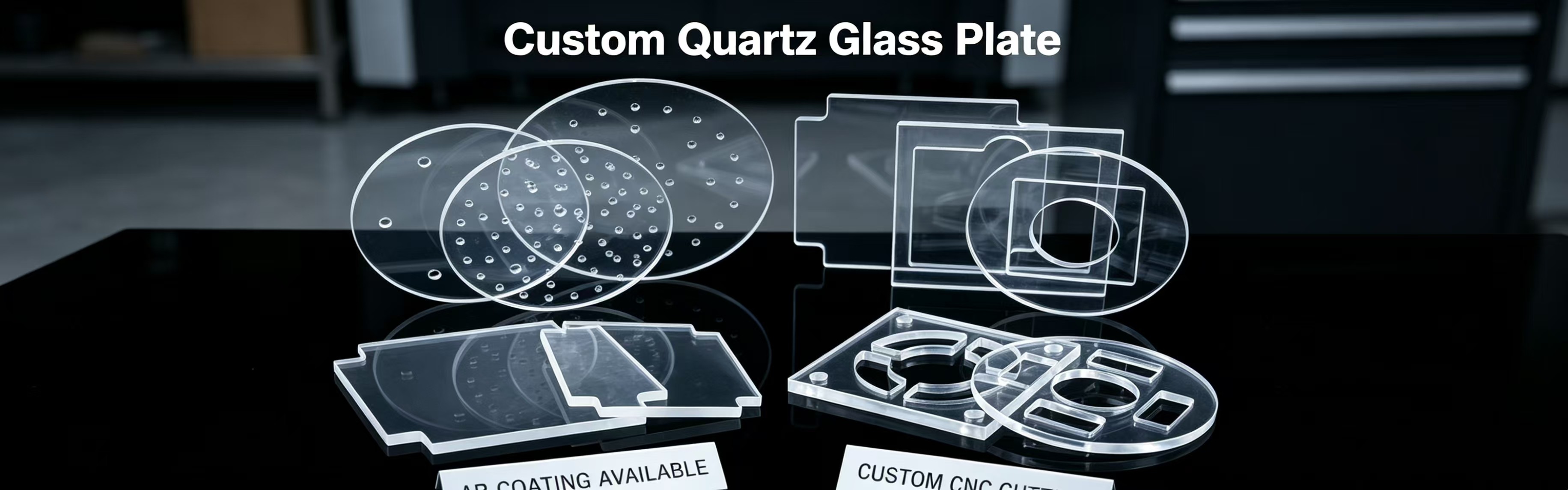 High purity fused silica flat plates with full custom machining for semiconductor, UV optics & laboratory equipment