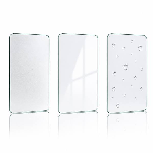 AG AR AF coating effect comparison on custom glass samples