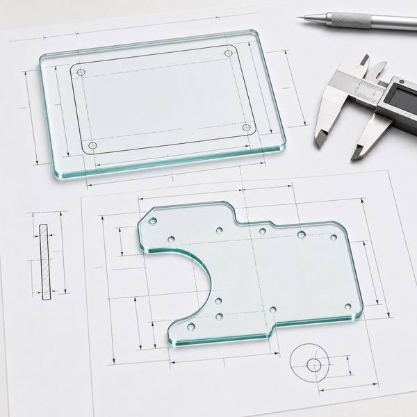 Engineering drawing and dimension review for custom glass panel quotation