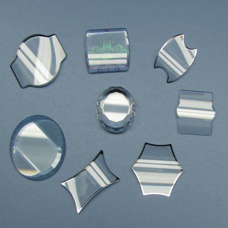 Felix Glass CNC machined special shaped sapphire optical parts, custom irregular curved outline sapphire lens and optical blanks