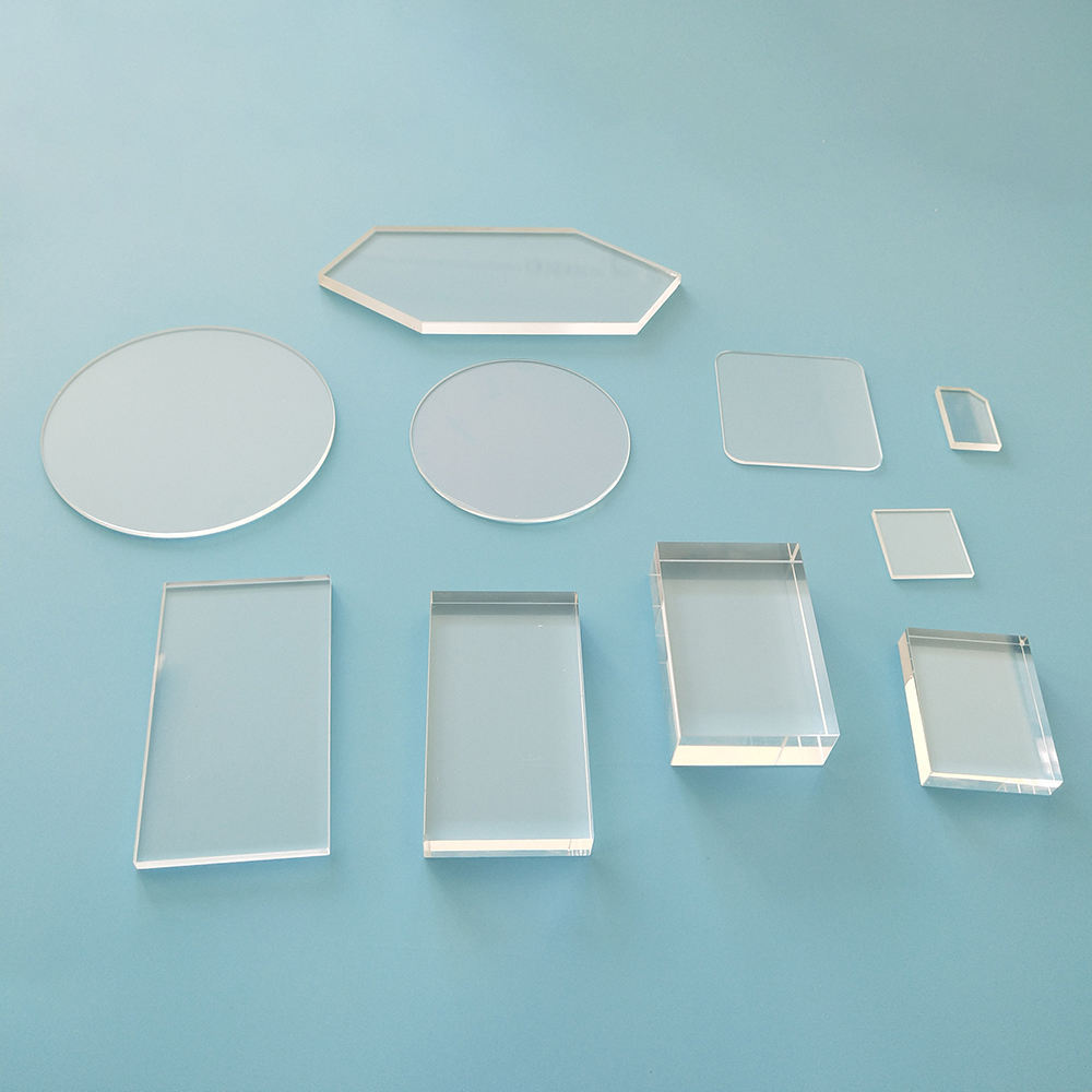 Felix Glass custom machined sapphire square blank with polished faces and drawing-defined edges