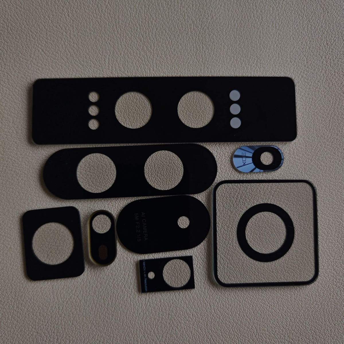 Custom shaped automotive DMS optical glass with camera window and black border
