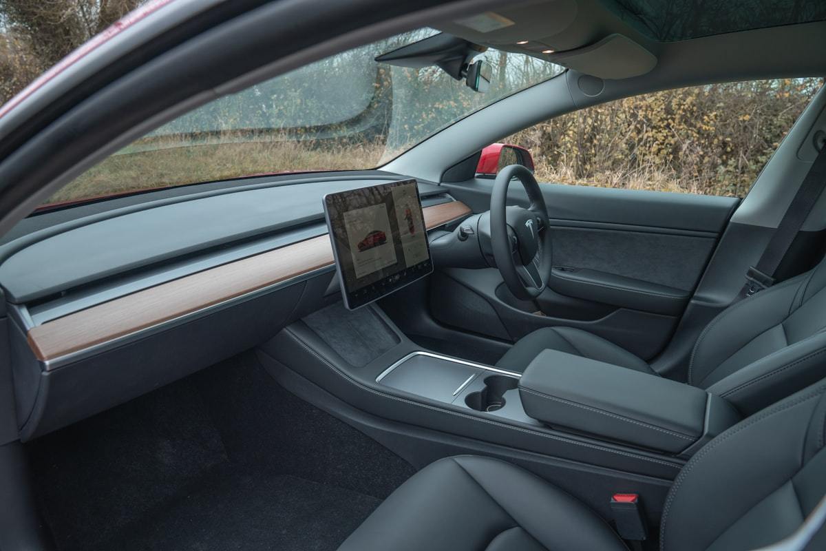 Modern new energy vehicle interior with large central control touch screen display