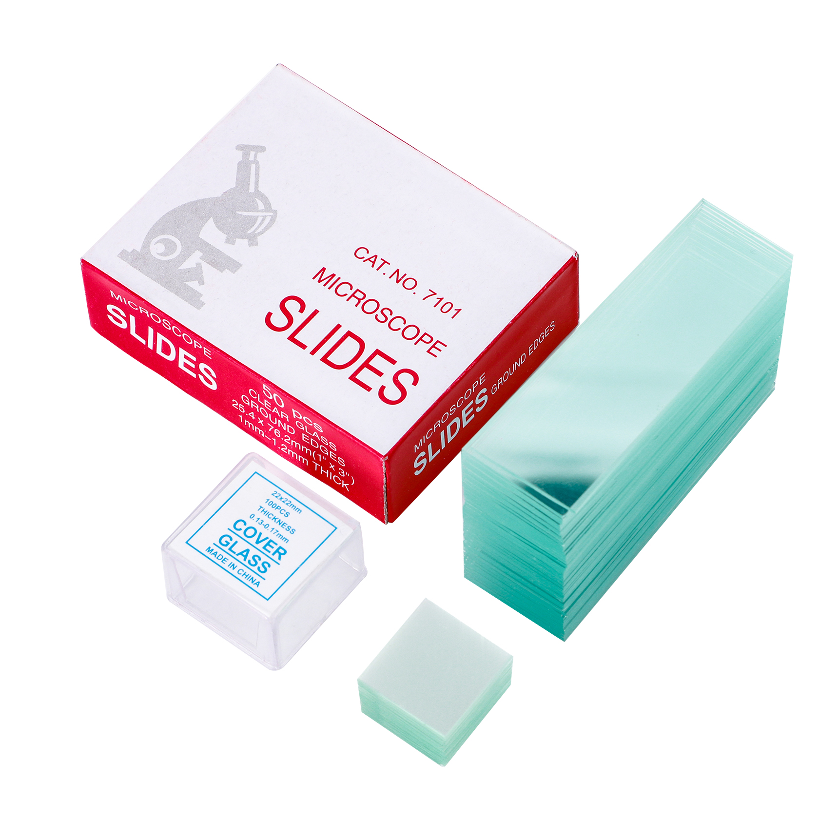 Microscope slides matched with cover glass, complete lab specimen preparation set