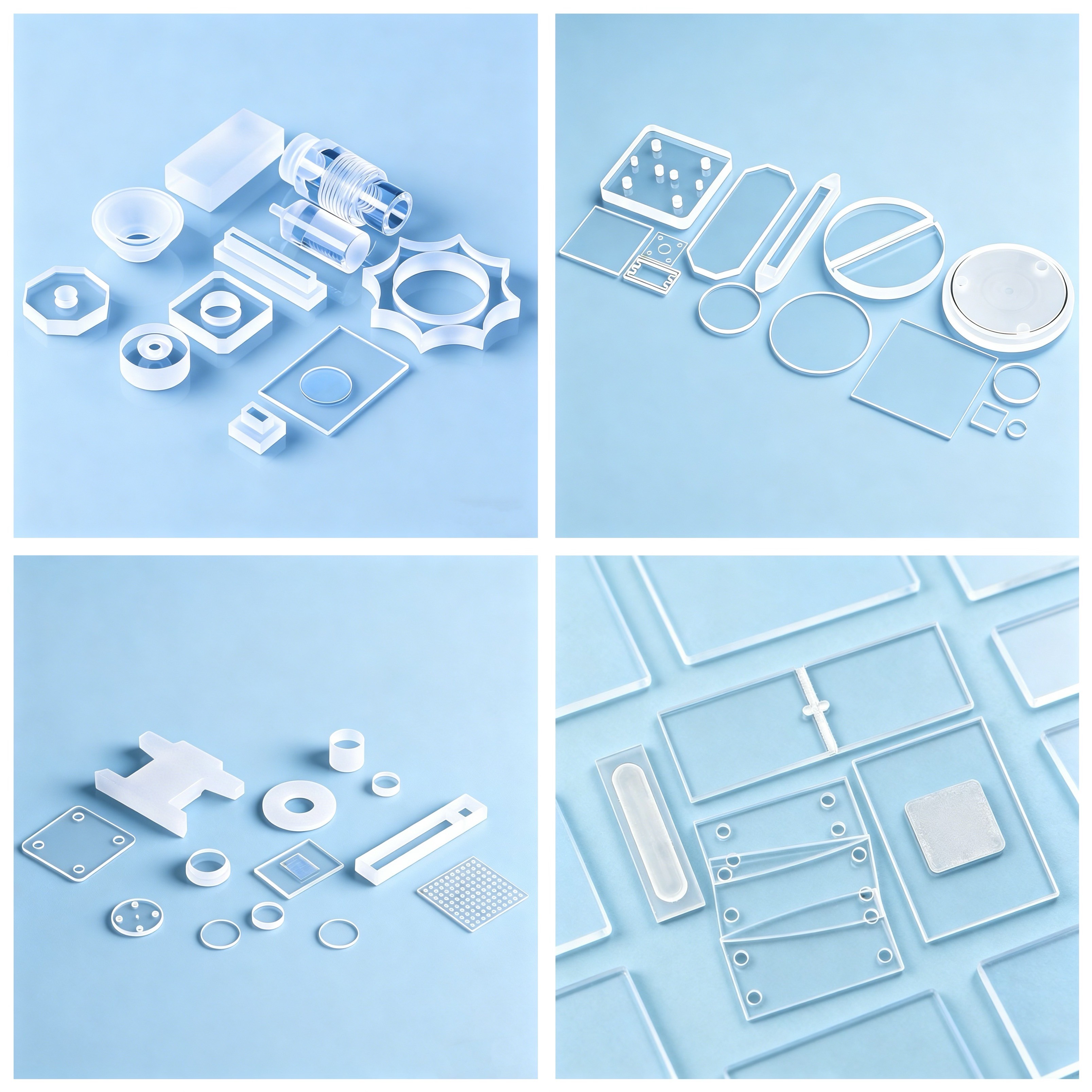 Fused silica UV optical component manufactured under cleanroom conditions for laboratory instruments