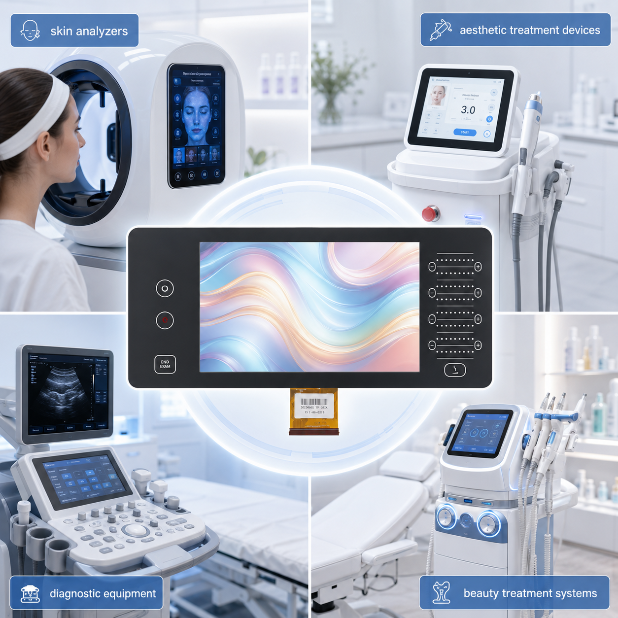 Durable touch cover glass for medical diagnostic equipment display