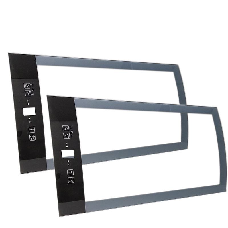 CNC edge finished touch panel glass with holes and curved corner