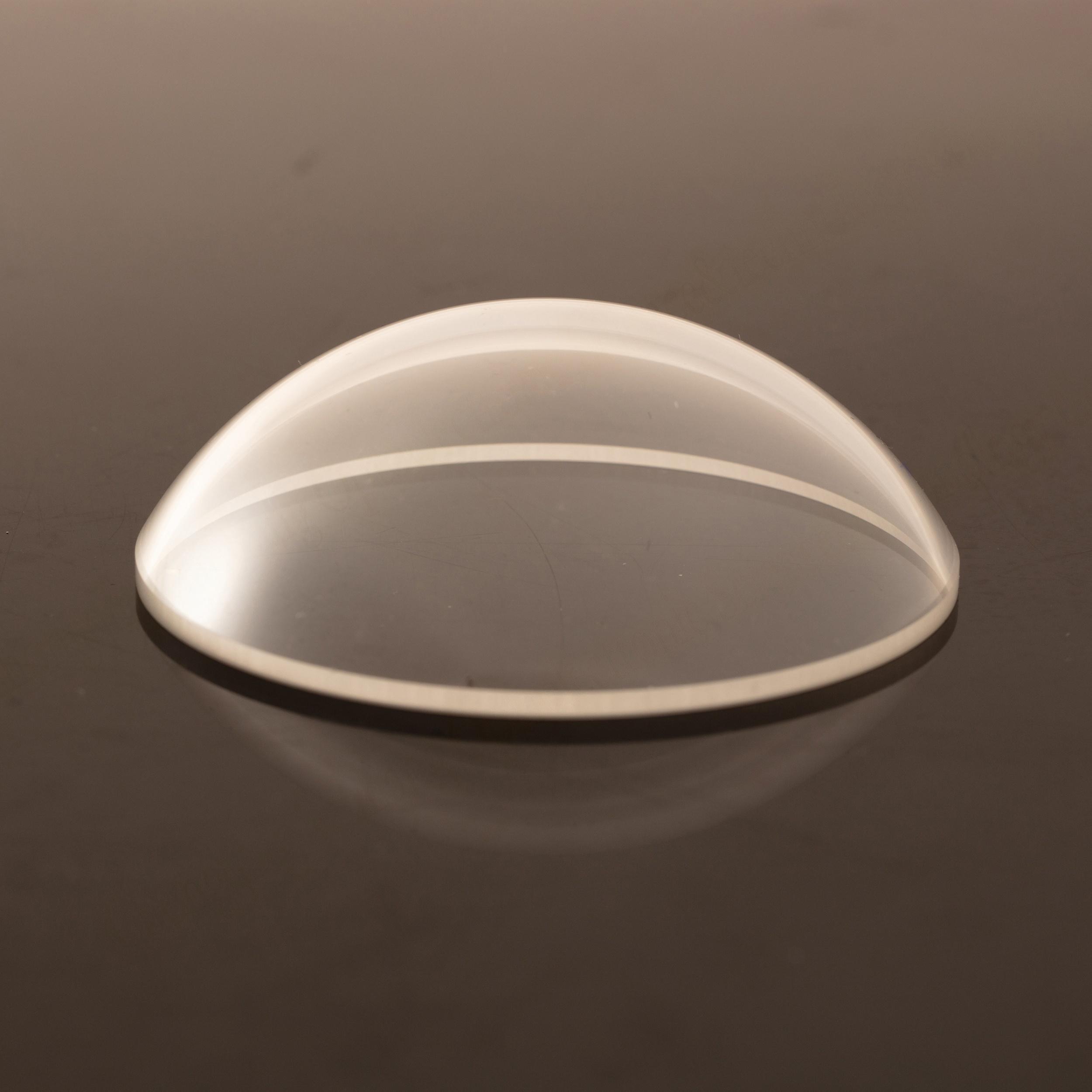 Clear multispectral HIP ZnS hemispherical dome side profile