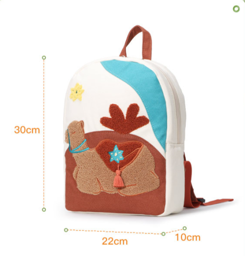 OEM Kindergarten boys and girls backpack Polyester towel embroidered trend travel casual backpack