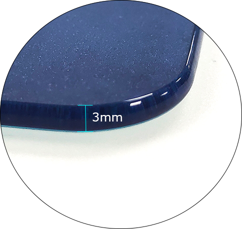 Tempered glass mouse pad edge detail