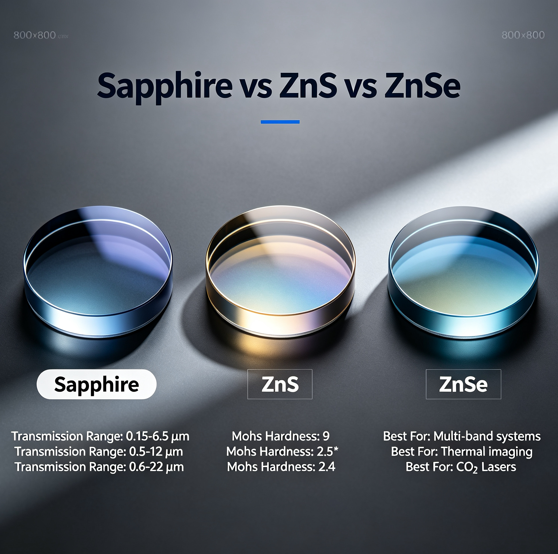 Sapphire vs ZnS vs ZnSe | IR Optical Material Guid
