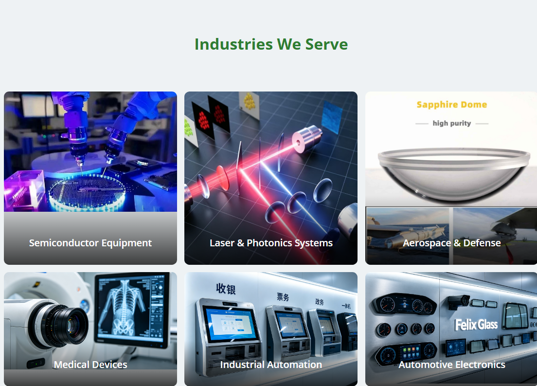 Q10: What mainstream industrial fields apply Felix Glass custom optical components?