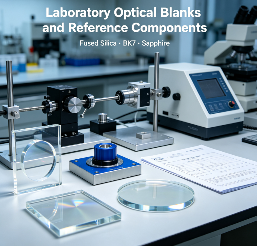 Felix Glass custom CNC precision machined optical glass blank and reference window for laboratory spectroscopy instrument
