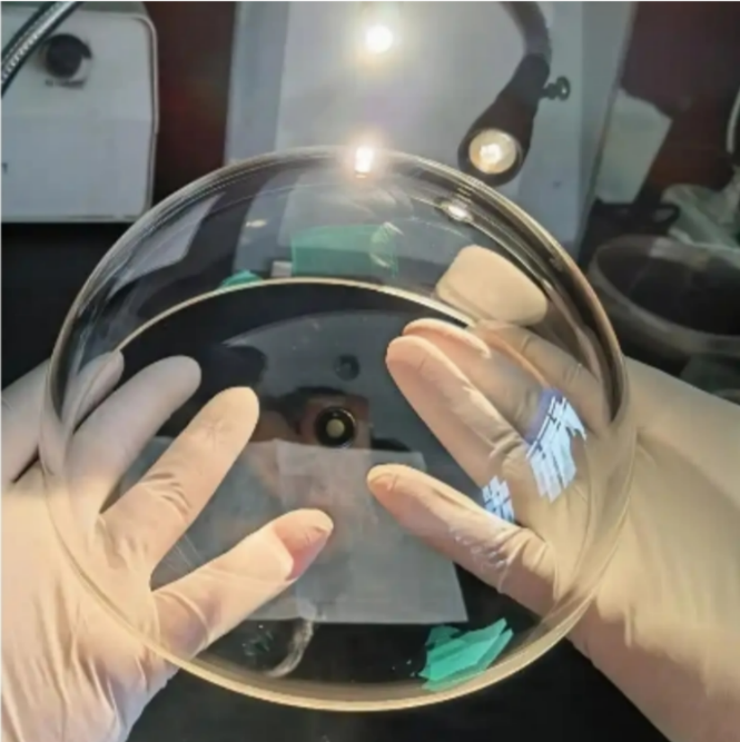 Handheld inspection of large diameter single crystal sapphire dome underwater viewport