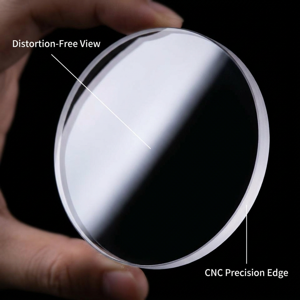 Round UV fused silica quartz optical window with UV AR coating