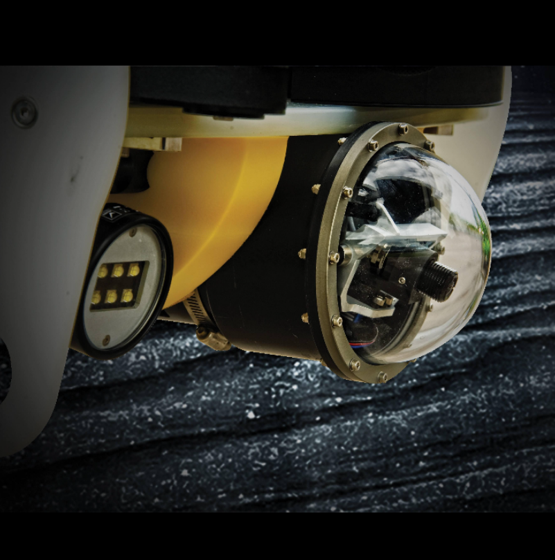 marine corrosion resistant sapphire optical dome installed on underwater ROV monitoring camera