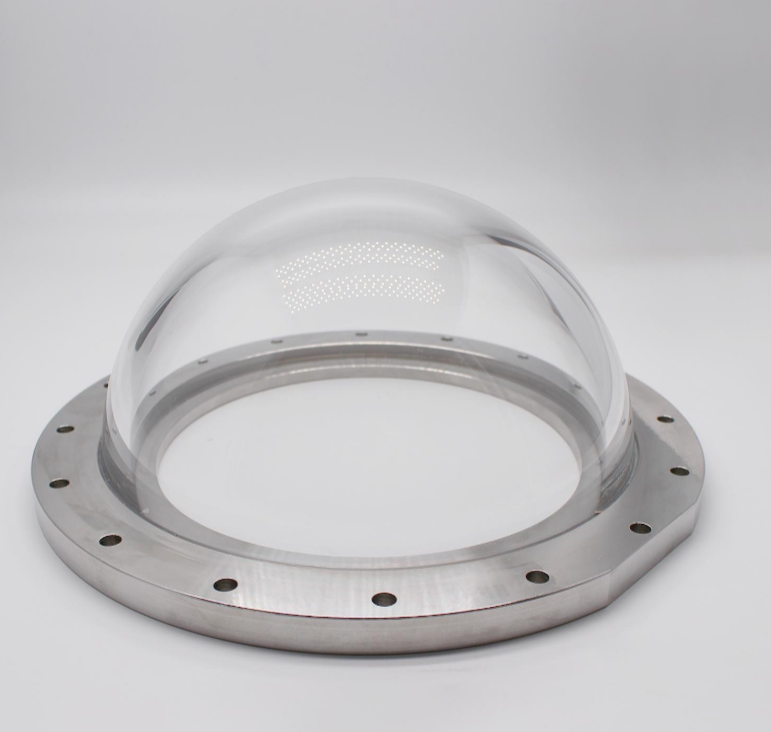 custom flanged marine grade sapphire optical dome for offshore monitoring equipment