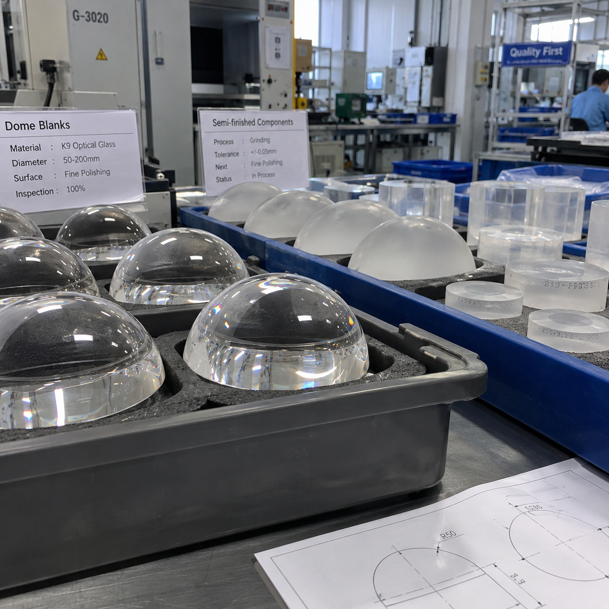 Optical coating equipment for custom dome components