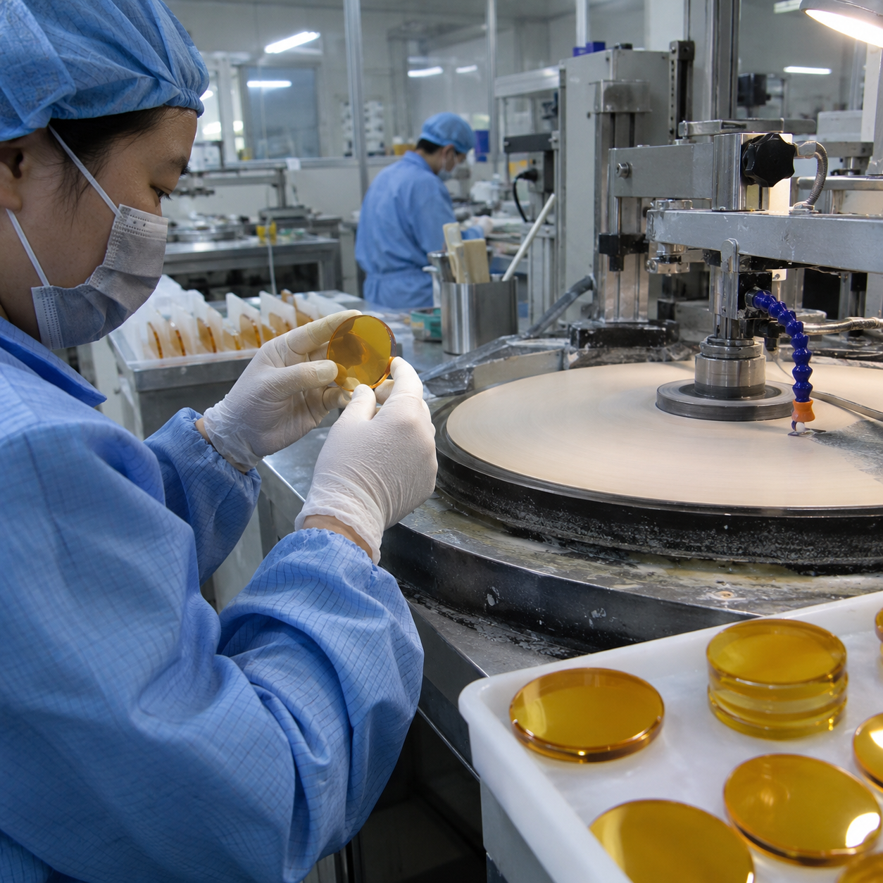 Optical inspection of a custom ZnSe infrared lens
