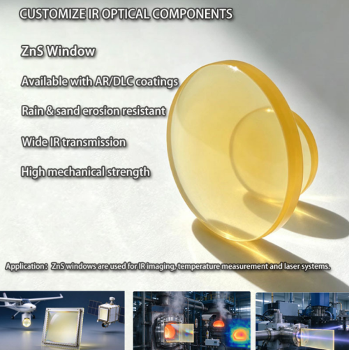 Custom Multispectral ZnS IR Window | Cleartran FLIR Grade, DLC + BBAR Coating, 8-12μm LWIR