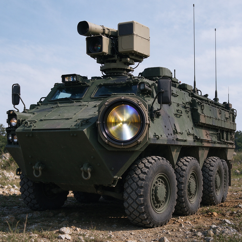 Vehicle-borne LWIR thermal observation system with large ZnS infrared window on armored vehicle Felix Glass