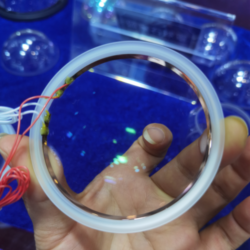 Custom ITO Conductive Glass Dome for heating, sensing and optical integration
