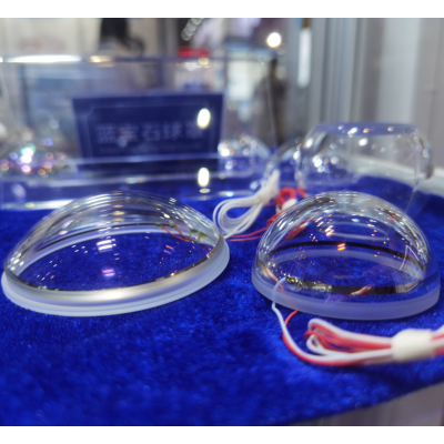Custom ITO Conductive Glass Dome for heating, sensing and optical integration
