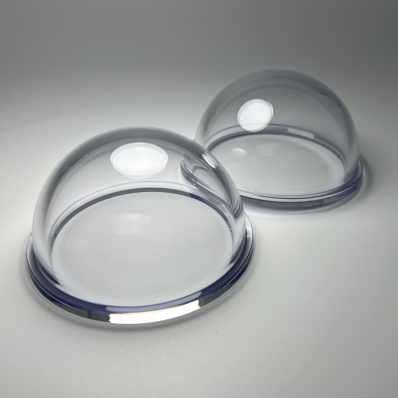 Clear optical dome with circular mounting rim Felix Glass