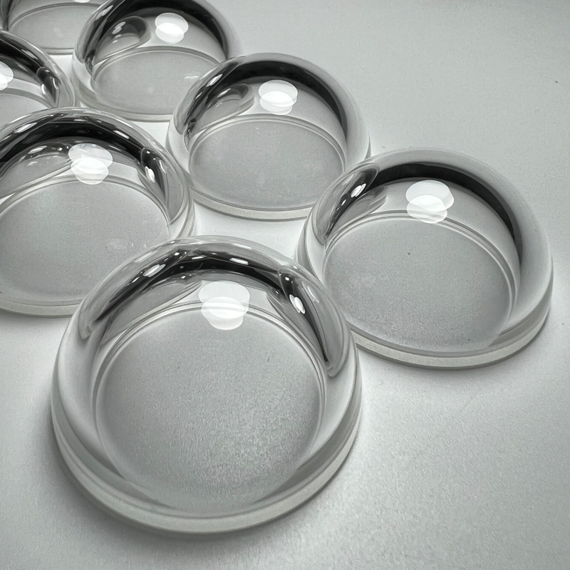 Clear optical dome with circular mounting rim Felix Glass