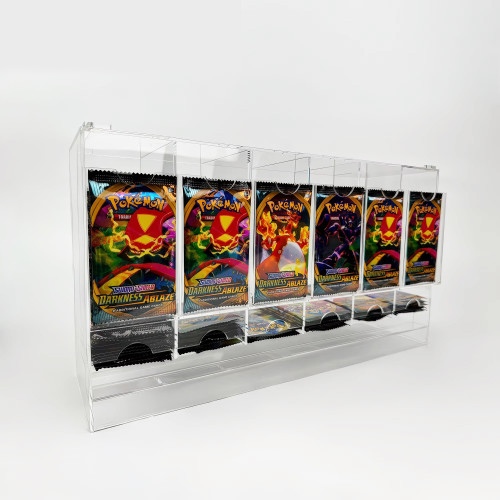 6 Slot Acrylic Booster Pack Display Case Trading Game YuGiOh Pokemon TCG Card Acrylic Booster Pack Dispenser Box