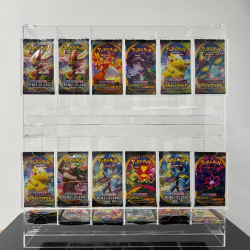 6 Slot Acrylic Booster Pack Display Case Trading Game YuGiOh Pokemon TCG Card Acrylic Booster Pack Dispenser Box