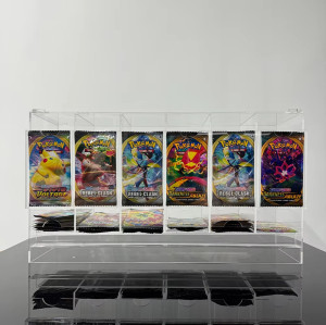 6 Slot Acrylic Booster Pack Display Case Trading Game YuGiOh Pokemon TCG Card Acrylic Booster Pack Dispenser Box