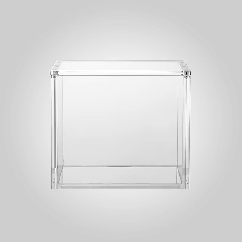 stackable acrylic display case for sealed booster boxes and ETBs on collector shelf