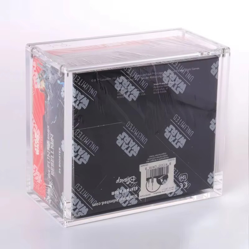 Star Wars Unlimited booster box case — stackable acrylic retail display case for sealed booster boxes