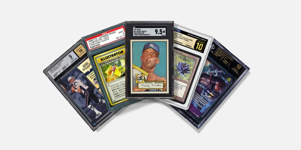 Assortment of trading cards in Guard TCG premium binders, showcasing Pokémon, Magic: The Gathering, and sports cards on a modern desk with Guard TCG logo