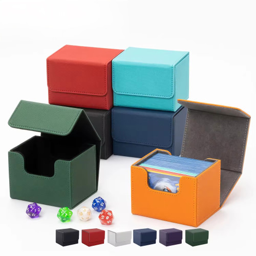Custom PU Leather Strong Magnet Card Storage Case Fits 100+ Single Sleeved Cards Yugioh Trading Tcg Card Deck Box