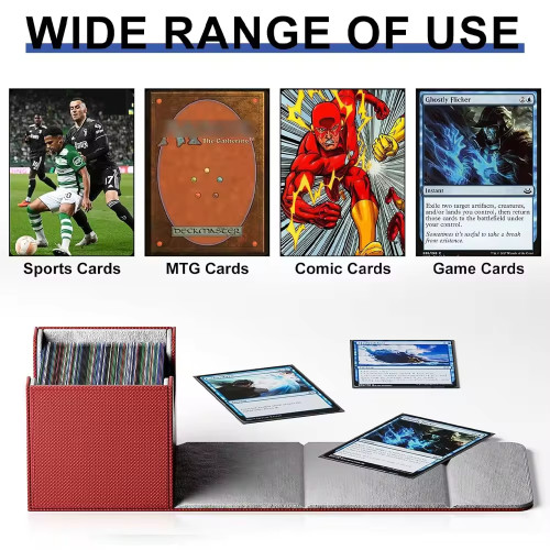 Custom PU Leather Strong Magnet Card Storage Case Fits 100+ Single Sleeved Cards Yugioh Trading Tcg Card Deck Box