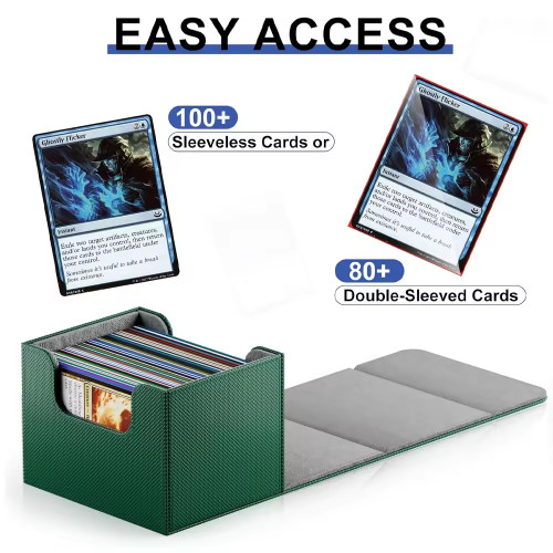 Custom PU Leather Strong Magnet Card Storage Case Fits 100+ Single Sleeved Cards Yugioh Trading Tcg Card Deck Box