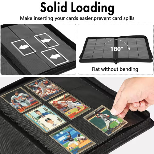 Portable Removable Baseball Game Trading PU Leather Photo Albums Card Binder Holds Protectors 9 Pocket Trading Card Binder