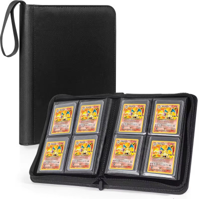 Customized Cover 4 Pocket Toloader Binder Trading Baseball Card Album Collectors 3x4 Top Loader Zipper Binder