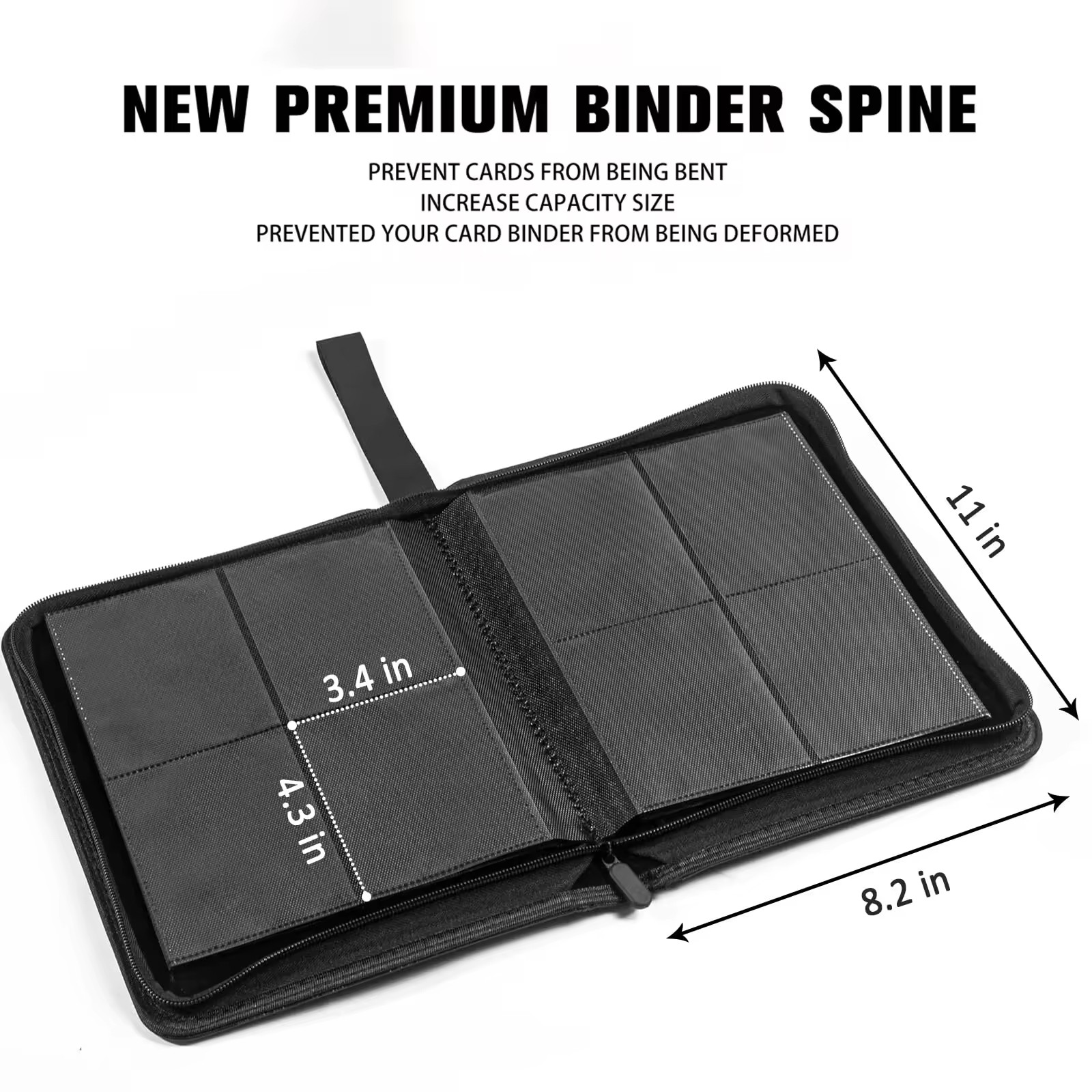 binder bending cards 9 Pocket Trading Card Binder 540 Capacity with Zip Closure main image 1