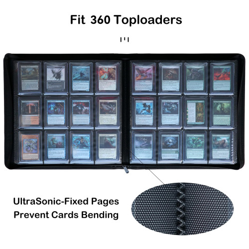 12-Pocket Toploader Binder Trading Card Collector Album PU Material Fit for TCG Card Trading