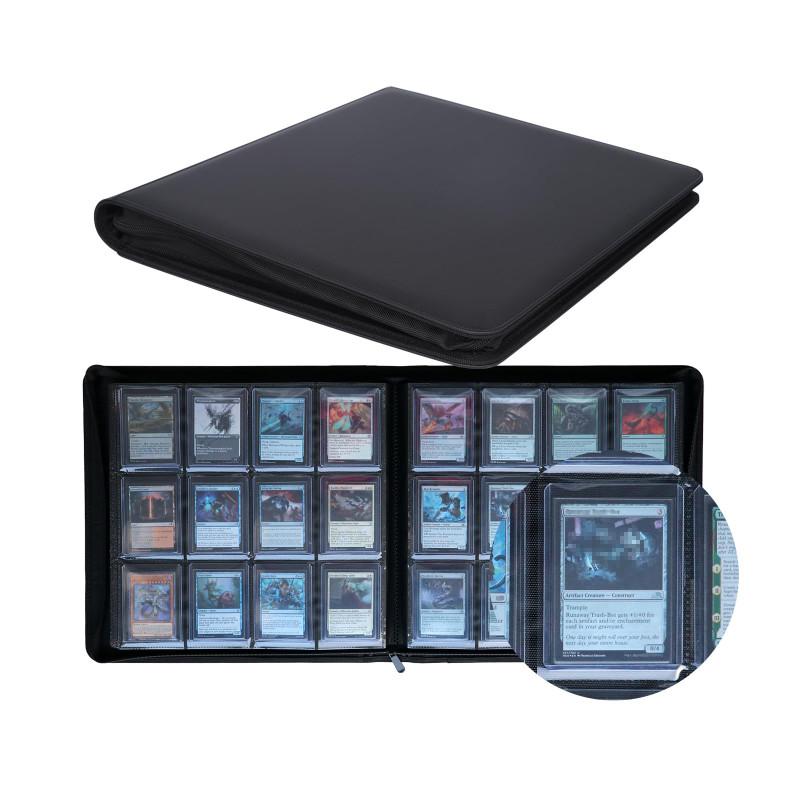 12-Pocket Toploader Binder Trading Card Collector Album PU Material Fit for TCG Card Trading