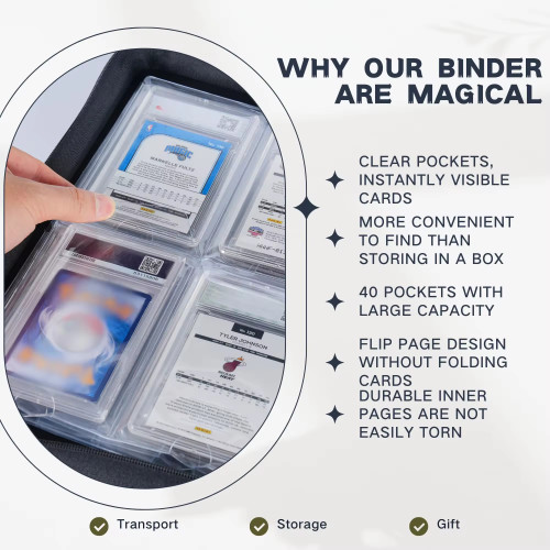 Graded Card Binder Holds 60 Slabs Premium Trading Card Binder for 6-Pocket Graded Card Binder